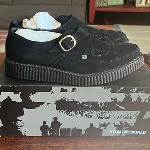 tuk black suede pointed creepers size 10M. NIB